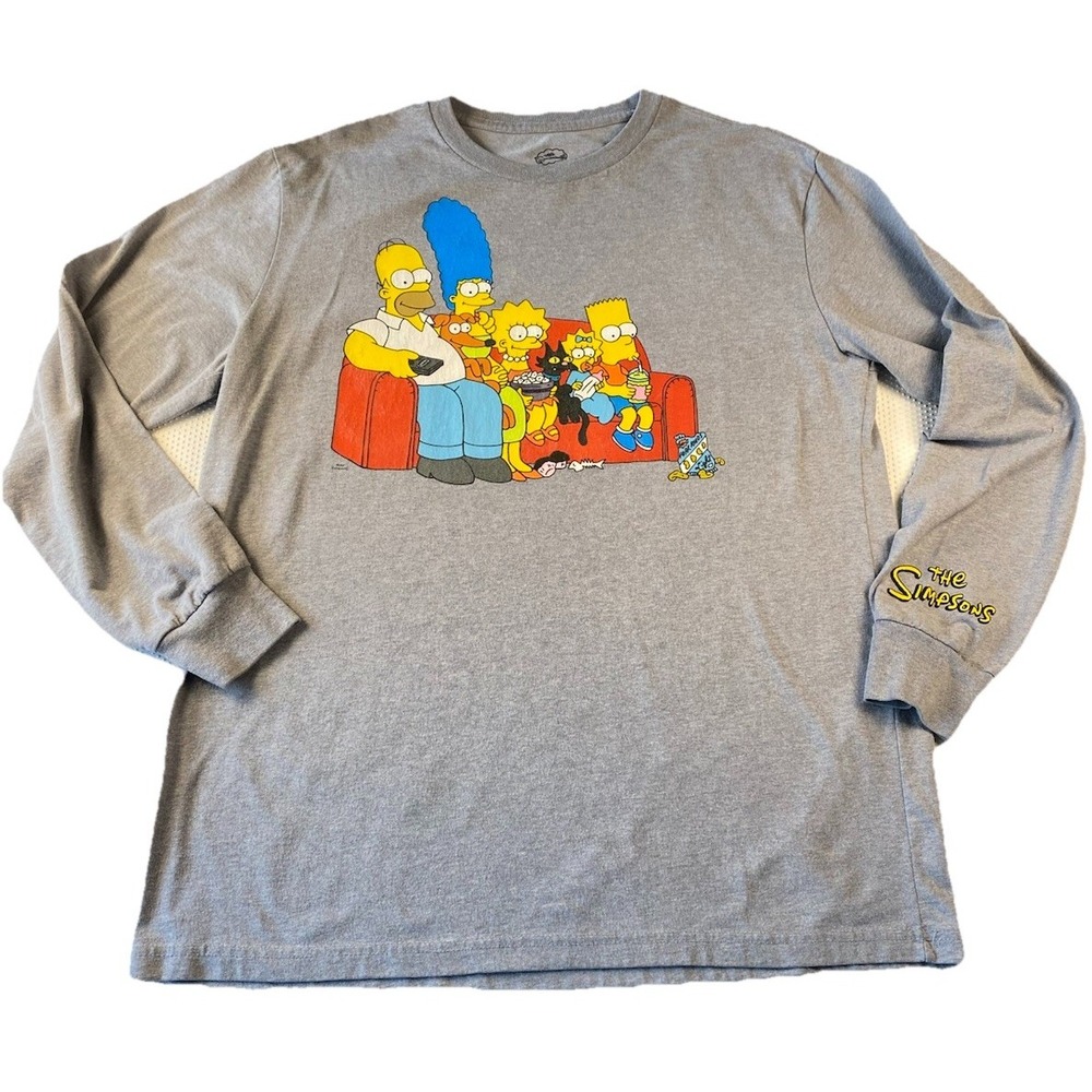 The‎ Simpsons Long Sleeve Gray Graphic Print T-shirt Large 20th Century